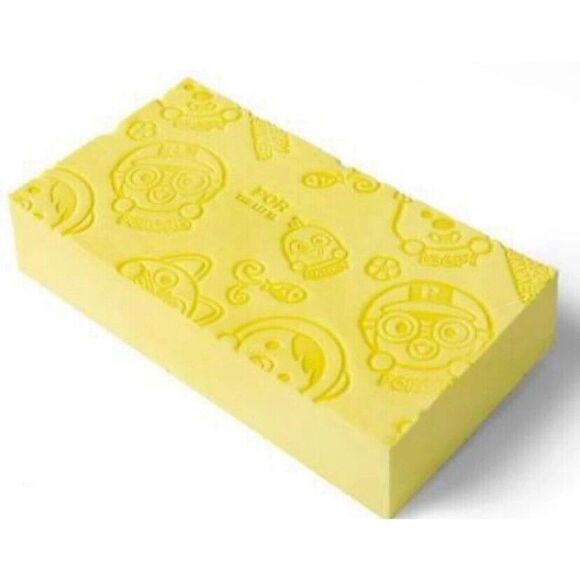 Pororo The Little Penguin Exfoliating Sponge - Yellow - Made In Korea - Picture 1 of 5